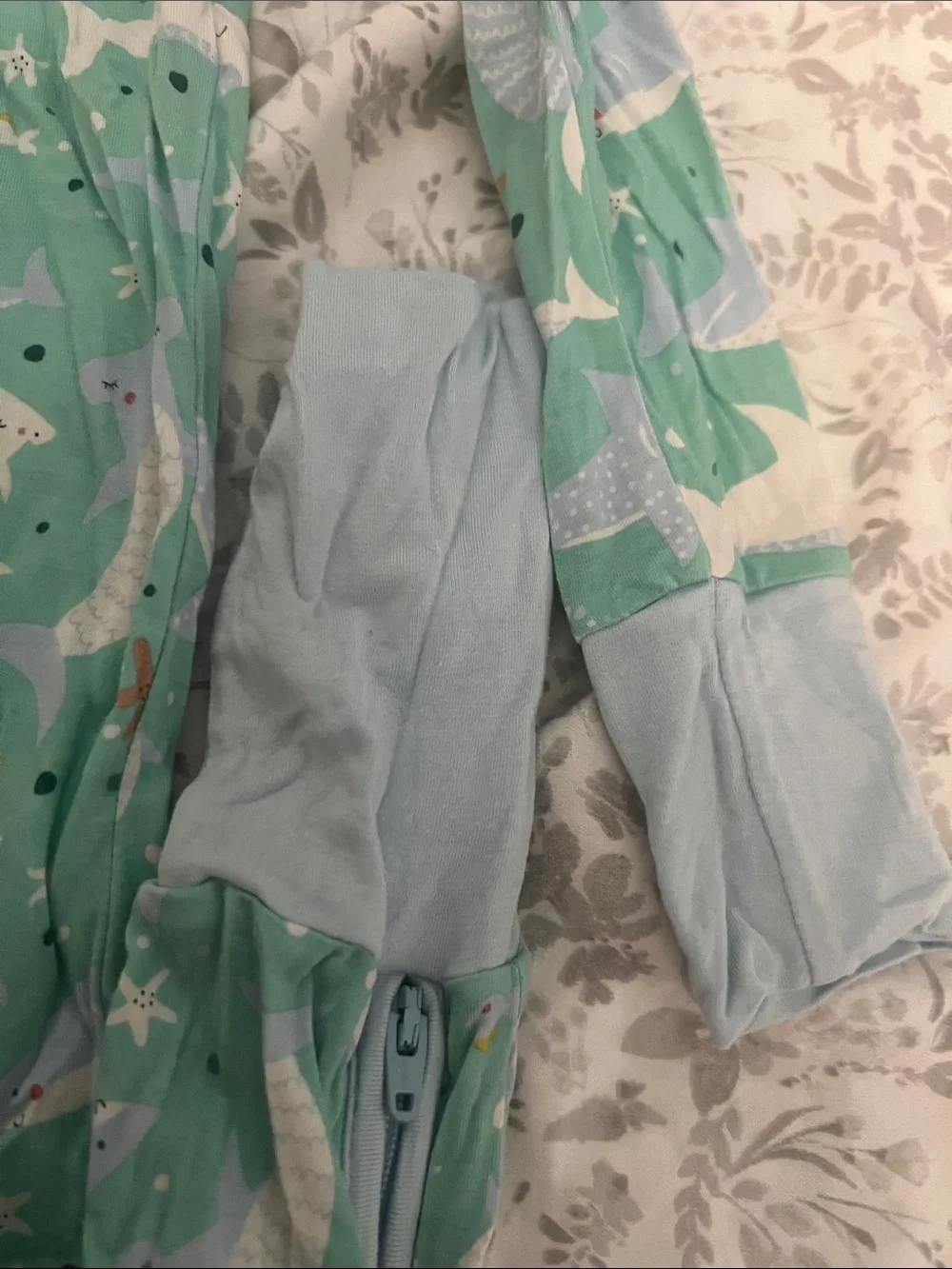 Little Sleepies Mint Green Whale Print Footie Pajamas